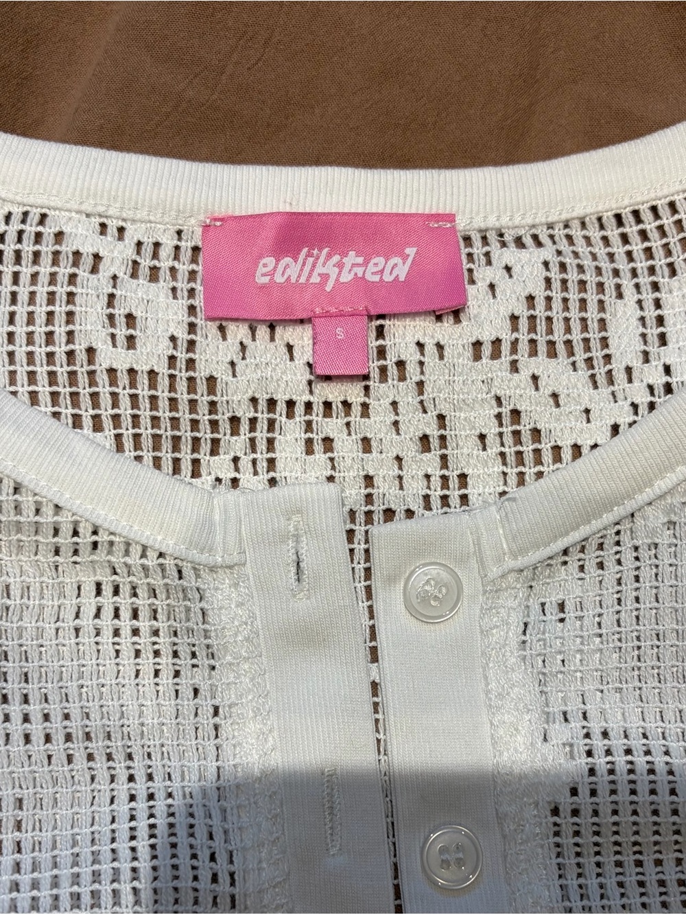 Edikted Rusa Crochet Button-Up Top - Picture 3 of 3